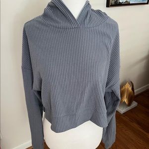 Alo yoga crop, hooded pullover - small